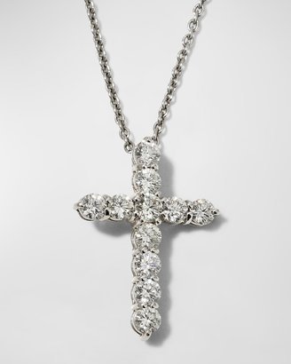 18 White Gold Diamond Cross Pendant Necklace, 1.44ct