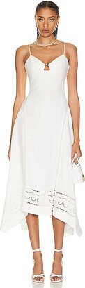 SIMKHAI Valeria Scarf Embroidered Linen Dress in White