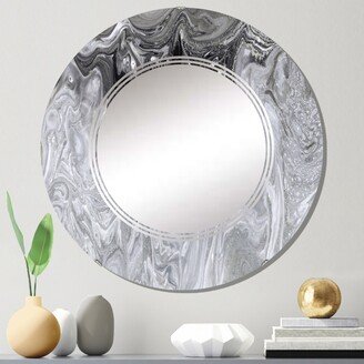 Designart 'Grey Abstract Liquid Art' Printed Modern Wall Mirror