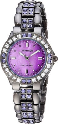 Armitron Women's 75/3689VMDG Purple Genuine Crystal-Accented Gunmetal Bracelet Watch