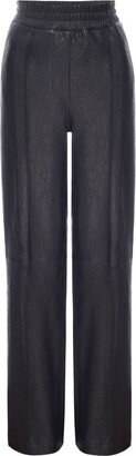 Elasticated-Waist Leather Trousers