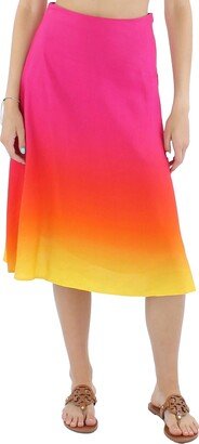 Womens Ombre Mid Calf Midi Skirt