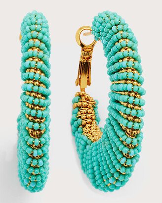 Izzia Turquoise Beaded Hoop Earrings