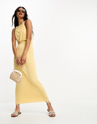 twist halter midi dress in buttermilk