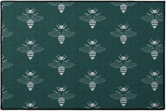 Door Mats: Bees - Green Door Mat, Green