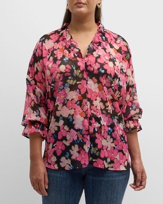 Plus Size Crosby Floral-Print Ruffle-Trim Top