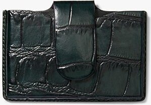 Business Card Case - Embossed Croc - Dark Green