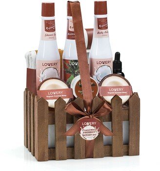 Lovery Organic Spa Gift Basket in Heavenly Coconut Scent - Deluxe 16 pc