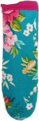 Teal Floral Iron Skillet Potholder Handle Cover