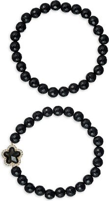 Eye Candy LA Luxe 2-Piece Onyx Stretch Bracelet Set