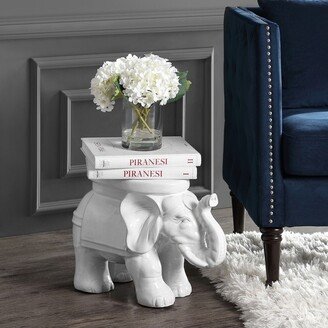 White Elephant 14.2 Ceramic Garden Stool, Antique White - JONATHAN Y