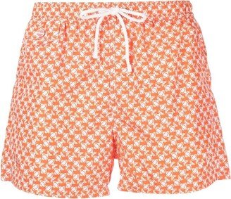 Graphic-Print Drawstring Swim Shorts-AB