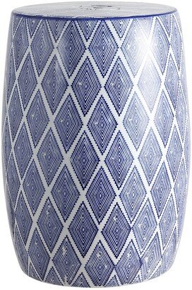 Moroccan Diamonds 18In Ceramic Drum Garden Stool-AA