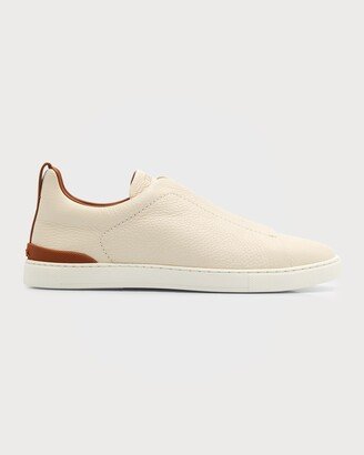 Men's Triple Stitch Leather Low Top Slip-On Sneakers