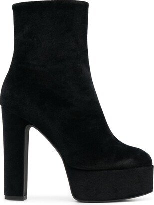 135mm Suede Platform Ankle Boots