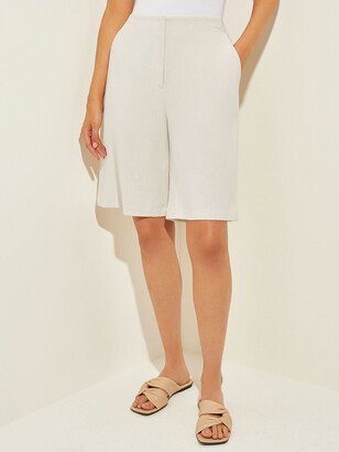 Knee Length Twill Crepe Bermuda Shorts