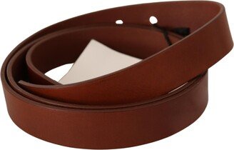 Brown Leather Silver Fastening Women's Belt