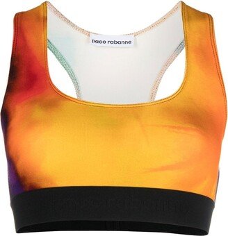 Rabanne Bodyline panelled rainbow sports bra