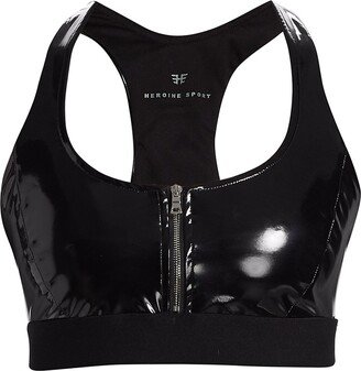 Patent Front-Zip Sports Bra