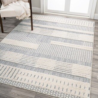 8' x 10' Kerstin Geometric High-Low Area Rug, Cream/Gray - JONATHAN Y