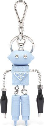 Saffiano leather robot keychain