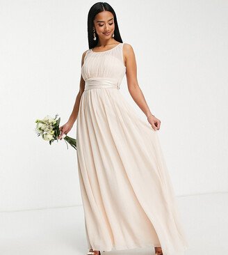 Little Mistress Petite Bridesmaid chiffon maxi dress in blush