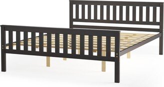 Queen Wood Platform Bed with Headboard and Footboard Mattress