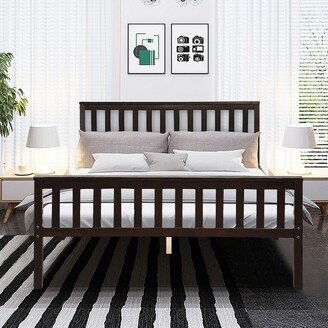 Wood Bed Frame Support Platform with Headboard and Footboard - Espresso