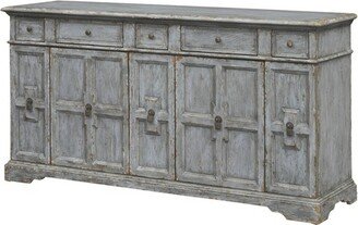 Treasure Trove Accents Brett Antique Inspired 4 Door 4 Drawer Storage Credenza/Sideboard Weathered Gray - Treasure Trove