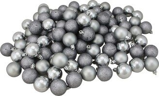 Northlight 96ct Shatterproof 4-Finish Christmas Ball Ornament Set 1.5 - Gray