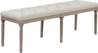 Jack Upholstered Bedroom Bench with Tufted Cushion and Wooden Legs