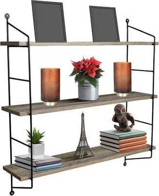 decorative floating wall shelf with metal brackets