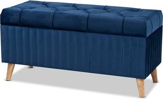 Hanley Velvet Fabric Upholstered and Wood Storage Ottoman