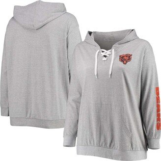 Women's Plus Size Heathered Gray Chicago Bears Lace-Up Pullover Hoodie