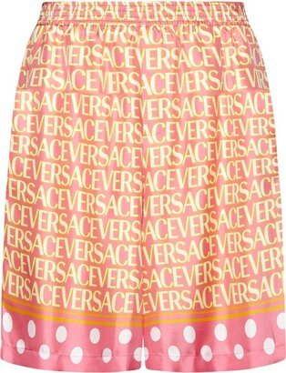 Allover Logo Printed Polka Dot Band Shorts