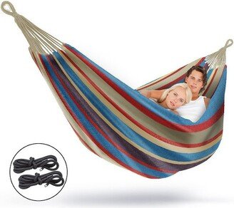 Brazilian Double Hammock - Blue Sand Purple Red Stripes