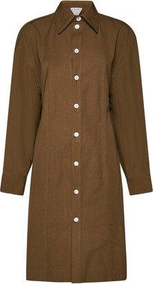 Long-Sleeved Buttoned Compact Dress