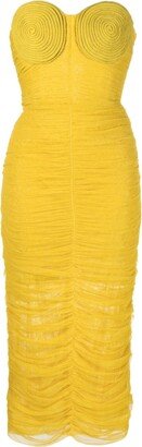 Ana Radu Ruched Strapless Midi Dress