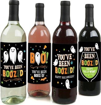 Big Dot of Happiness You've Been Boozed - Ghost Halloween Party Decorations for Women and Men - Wine Bottle Label Stickers - Set of 4