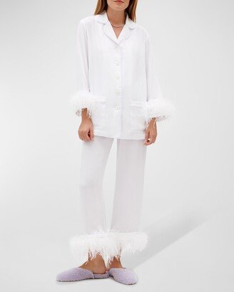 Double Feather-Trim Party Pajama Set