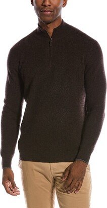 Suede-Trim Cashmere Mock Sweater-BE