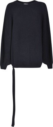 Puffball Tied Waist Crewneck Jumper