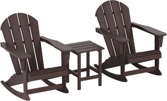 Polytrends Laguna 3-Piece Poly Adirondack Rocking Chairs and Side Table Set