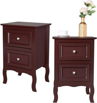 hommetree 2pcs Retro Style Multifunctional Nightstand with 2 Drawers