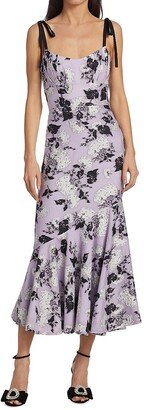 Floral Jacquard Midi Dress-AB