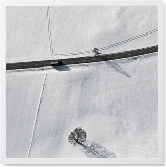 Photo Tiles: Winter Road Photo Tile, White, Framed, 8X8, White