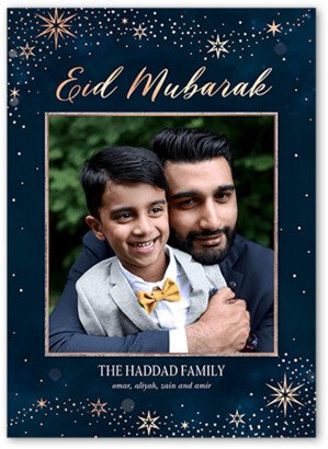 Eid Cards: Lustrous Background Eid Card, Blue, 5X7, Matte, Signature Smooth Cardstock, Square
