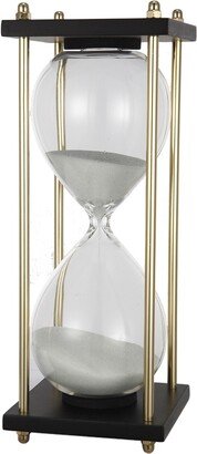 9-inch Black and Brass 30 min Hourglass in Stand