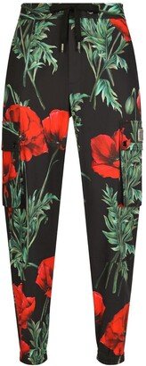 Floral-Print Tapered Track Trousers