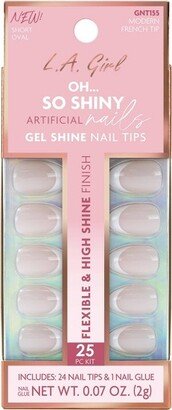 Artificial Nail Tips- Oh So Shiny - Modern French Tip - 25ct